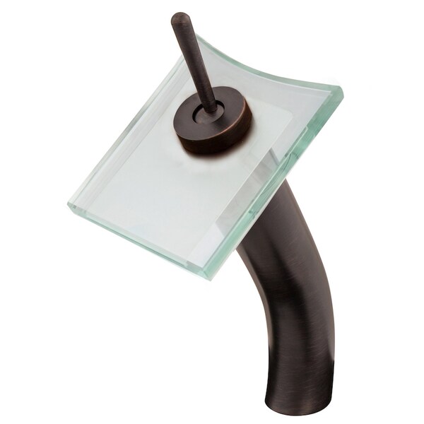 Novatto Novatto SQUARED Single Lever Waterfall Vessel Faucet, Oil Rubbed Bronze / Clear Glass GF-011ORB-C - main
